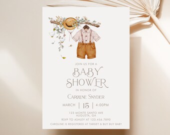 PRINTABLE Storybook Baby Shower Invitation- Baby Boy | Fairytale Shower | Fully Editable Text | Edit Text in Corjl Design App