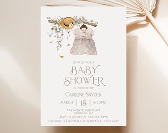 PRINTABLE Storybook Baby Shower Invitation- Baby Girl | Fairytale Shower | Fully Editable Text | Edit Text in Corjl Design App