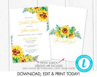 sunflower invitation etsy