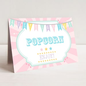 Cartes pastel cirque/buffet de carnaval/nourriture imprimables - Pink Burst | Cartes de visite ou cartes de visite | Modifier le texte dans l'application Corjl Design