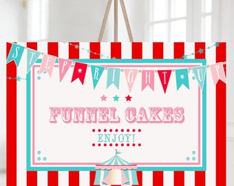 PRINTABLE Red & Pink Circus/Carnival Sign- Stripes | Measures 24" x 36" | Edit Text in Corjl, Download and Print!