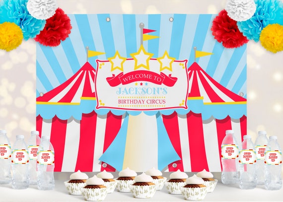 PRINTED VINYL Bright Red Circus/Carnival Backdrop | Choose 4' x 6' or 8' x 10' | Personalized, Printed, Shipped Il_570xn