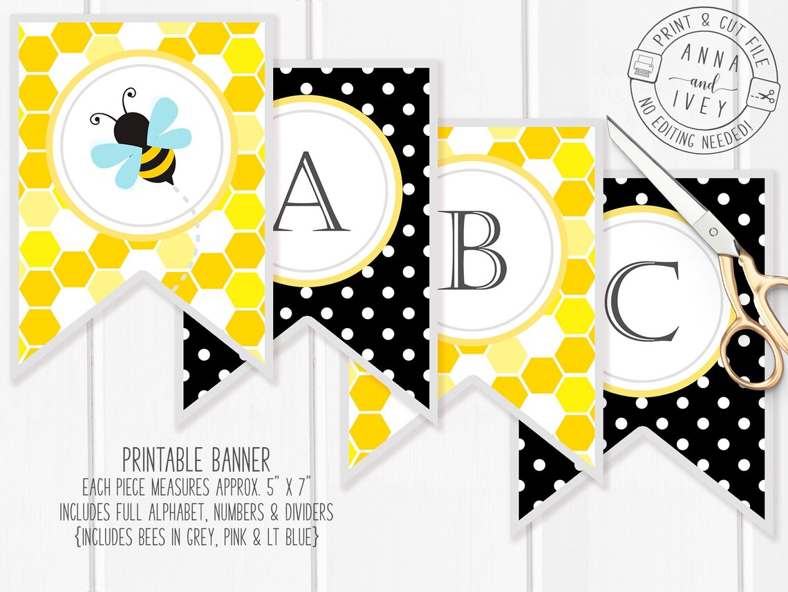 PRINTABLE Bumble Bee Banner Bee-day Baby Shower Birthday | Etsy