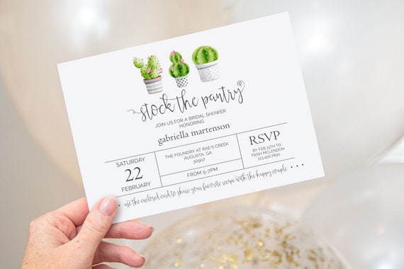 PRINTABLE Cactus Stock the Pantry Invitation | Bridal Shower | Fully Editable Text | Edit in Corjl, Download, Print! Il_570xn