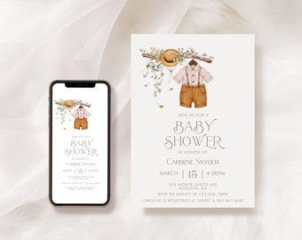 PRINTABLE Storybook Baby Shower Invitation Set- Baby Boy | Standard + Smart Phone Invitations | Fairytale Shower | Edit Text in Corjl