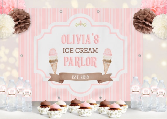 PRINTED VINYL Ice Cream Backdrop- Stripes | Choose 4' x 6' or 8' x 10' | Ice Cream Parlor Backdrop | Personalized, Printed, Shipped Il_570xn