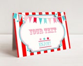 PRINTABLE Red & Pink Circus/Carnival Buffet/Food Cards- Stripes | Place or Name Cards | Edit Text in Corjl Design App Il_170x135