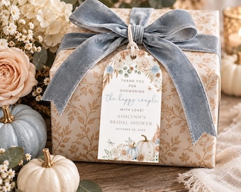 PRINTED Boho Fall Floral Bridal Shower Arched Favor Tags, Falling in Love, Customized w/ Your Wording