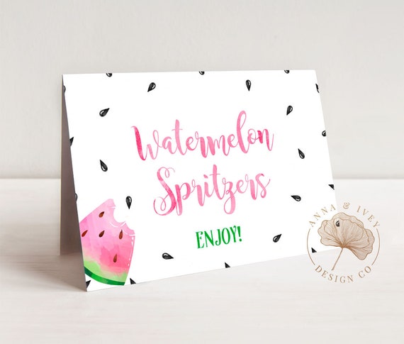 PRINTABLE Watermelon Buffet/Food Cards | Place or Name Cards | Edit Text in Corjl Design App Il_570xn