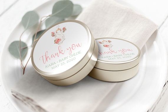PRINTABLE Floral Onesie Round Labels/Tags- 3" Inch | Fully Editable Text | Edit Text in Corjl Design App Il_570xn