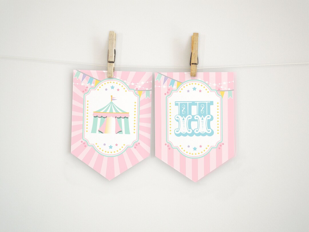 PRINTABLE Pastel Circus Banner With Editable Letter Pieces | Make Any ...