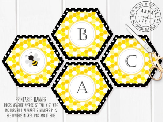 Printable Bumble Bee Honeycomb Banner Bee Day Baby Shower
