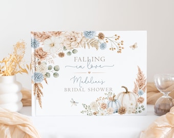 PRINTED Boho Fall Floral Bridal Shower/ Wedding Guest Book, Falling in Love, Customized w/ Your Wording