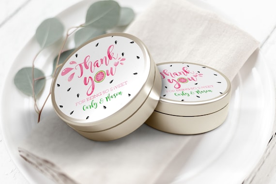 PRINTABLE Watermelon Thank You Circle Labels/Tags- 3" Inch | Fully Editable Text | Edit Text in Corjl Design App Il_570xn