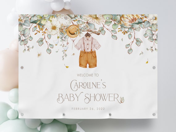 PRINTED VINYL Storybook Baby Shower Backdrop- Baby Boy | Fairytale Shower | Choose 4' x 6' or 8' x 10' | Personalized, Printed, Shipped Il_570xn