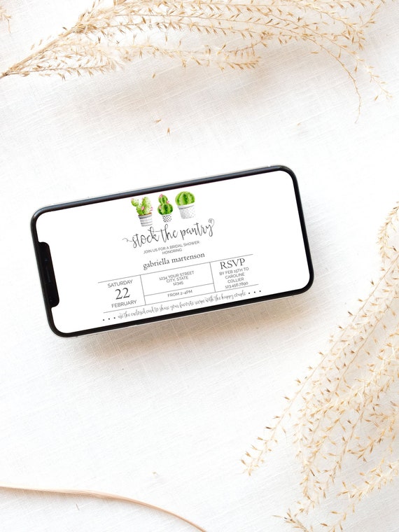 EDITABLE Cactus Stock the Pantry Smart Phone Invitation | Text Message Invite | Fully Editable Text | Edit in Corjl, Download, and Send! Il_570xn