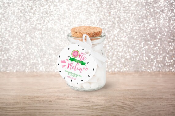 PRINTABLE Watermelon Round Labels or Tags | Includes 2 1/2" and 1 1/2" Sizes | Edit Text in Corjl Design App Il_570xn