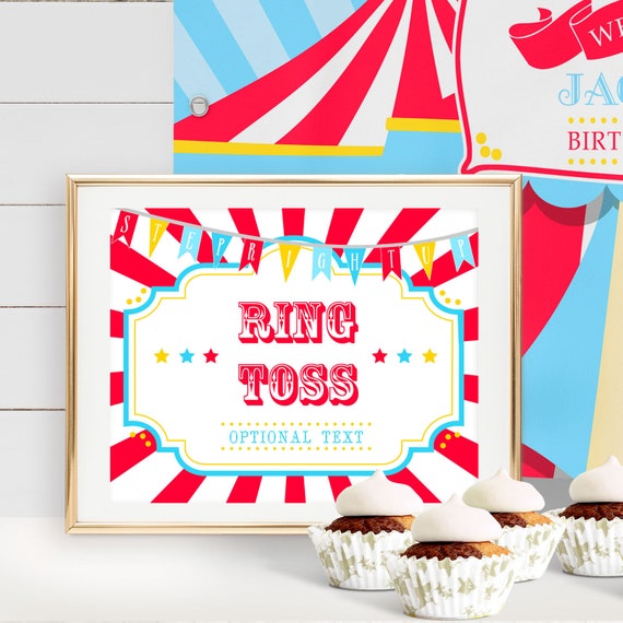PRINTABLE &amp; EDITABLE Circus/Carnival Game Sign- Bright Red | Includes 8 ...
