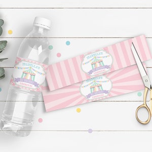 Pastel Circus Drink Labels: Editable Birthday, Baby Shower (Digital Download)