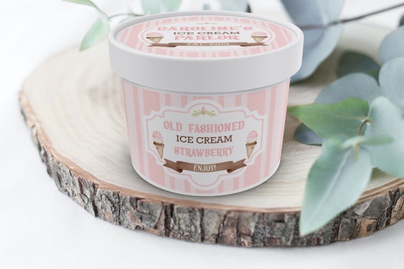 PRINTABLE Ice Cream Tub Labels- Stripes | Fits 8oz Ice Cream Containers | Edit Text in Corjl Design App Il_570xn