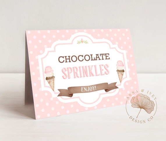 PRINTABLE Ice Cream Buffet/Food Cards- Dots | Place or Name Cards | Edit Text in Corjl Design App Il_570xn