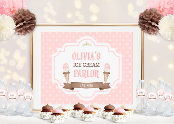 Ice Cream Party Poster- Dots | Choose Your Size | Digital/Printable File or Printed Poster | Personalized w/ Your Wording Il_570xn