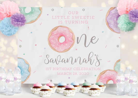 PRINTED VINYL Donuts Backdrop | Choose 4' x 6' or 8' x 10' | 1st Birthday Backdrop | Personalized, Printed, Shipped Il_570xn