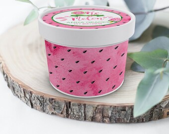 PRINTABLE Watermelon Ice Cream Tub Labels- One in a Melon- Pink | Fits 8oz Ice Cream Containers | Edit Text in Corjl Design App