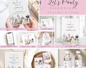 Pink Dog Birthday Party Printables, Editable Let's Pawty Essentials (Digital Download)