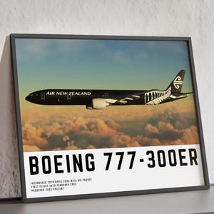 Boeing 777 Aviation Art Print, Air New Zealand 777 Poster, High Quality Aviation Art, Airplane Print for Aviation Enthusiasts, Pilot Gifts
