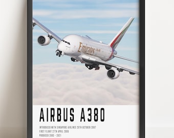 Pôster de Aviação Emirates Airbus A380, Arte de Parede