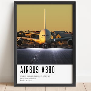 Airbus A380 Wall Art, Emirates Airlines A380 Poster Print, Aviation Poster Print, Airplane Wall Art Poster, Cool Gift For Men, Pilot Gift