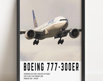 Póster del Boeing 777 de United Airlines: Arte mural para entusiastas de la aviación
