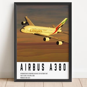 Emirates Airbus A380 Poster - Aviation Art, Pilot Gifts, Gifts for Pilots, Travel Enthusiasts, Aviation Prints, Airplane Poster, Avgeek