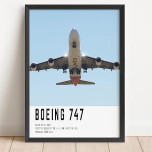 Qantas Boeing 747 Poster, Aviation Print, Gift for Aviation Enthusiasts, Boeing Plane Poster, Boeing Queen of the Skies, 747 Airplane Poster