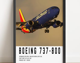 Pôster de Aviação Boeing 737-800 da Southwest: Presente para Piloto