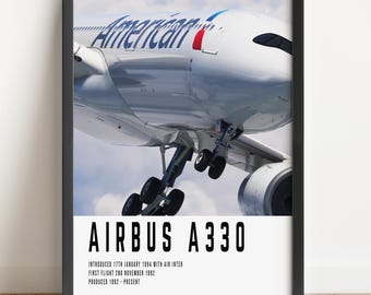 Airbus A330 American Airlines Poster: Aviation Enthusiast Gift