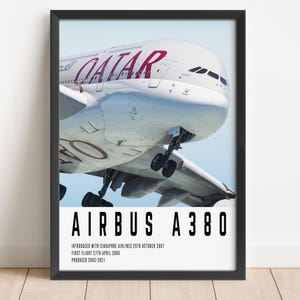 Airbus A380 Wall Art Poster Print, Qatar Airways Poster Decor, Aviation Art, Gift For Aviation Enthusiasts, Modern Plane Wall Art Poster