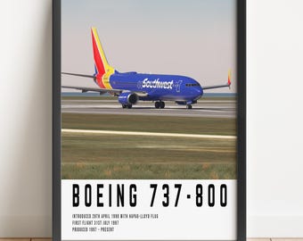 Pôster de Aviação Boeing 737-800 da Southwest, Presente para Observadores de Aviões