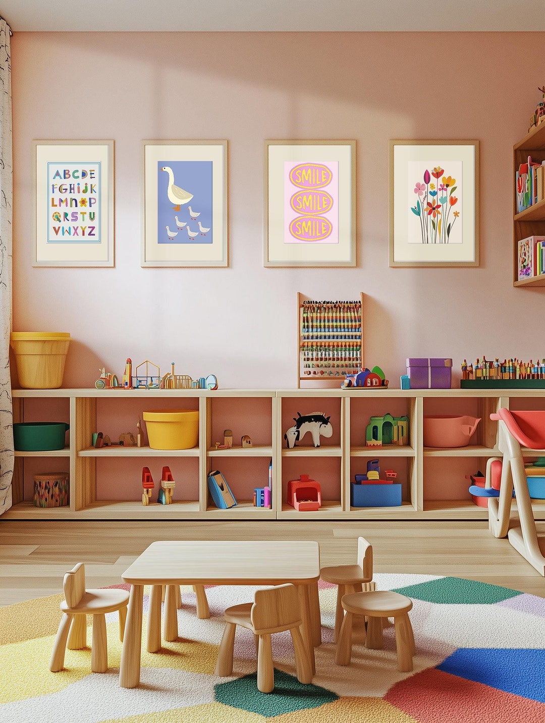 Colorful Nursery Wall Art Set, Printable Digital Nursery Wall Art, Kids ...
