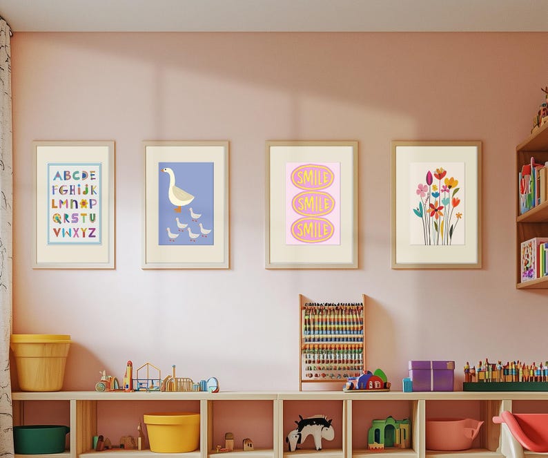 Colorful Nursery Wall Art Set, Printable Digital Nursery Wall Art, Kids ...