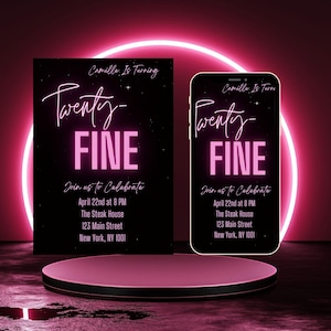 Twenty-FINE Geburtstagseinladung - Digital Download | Individualisierbar Durch Canva |25.Geburtstags-Einladung | Digitale Geburtstagskarte