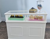 White Miniverse Display Case - Mini Counter Display 1:6 Scale Display Piece w/Storage, Acrylic Top Dollhouse Furniture Store Fixtures