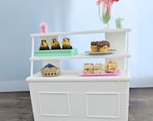 White Bakery Display Case - Bakery 1:6 Scale Display Piece w/Storage - Magical Collection Display, Pastry, Miniature Shop