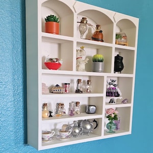 White wall shelf with nine compartments, for your miniature display