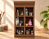 Miniverse Display Store Brown Store Shelf, Potions Shelf, Bookcase, 1:6 Scale Display Piece Miniature Collection Shelf, Doll Furniture