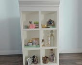 Miniverse Display Store Shelving White Store Shelf, Bookcase, 1:6 Scale Display Piece Miniature Collection Shelf, Doll Furniture