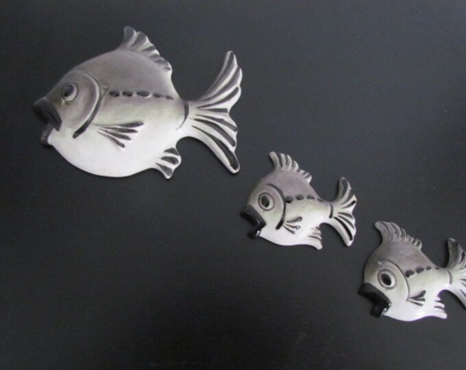 Vintage Lefton Ceramic Fish Bathroom Wall Decor in Black and Gray Etsy
