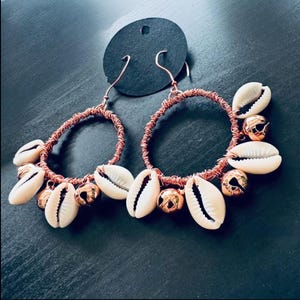 shells and bells copper hoop earrings