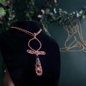 Chakra ankh copper necklace image 1